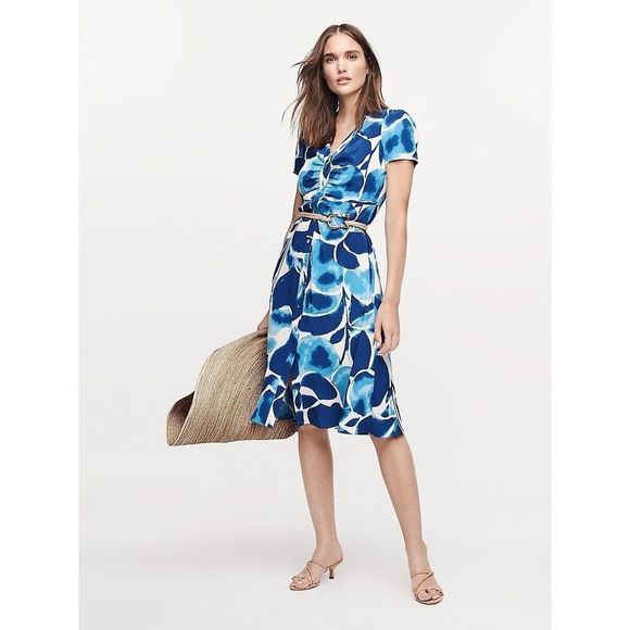 Diane Von Furstenberg Dresses & Skirts - DVF Cecilia Crepe Midi Dress XS $348 Blue Crema